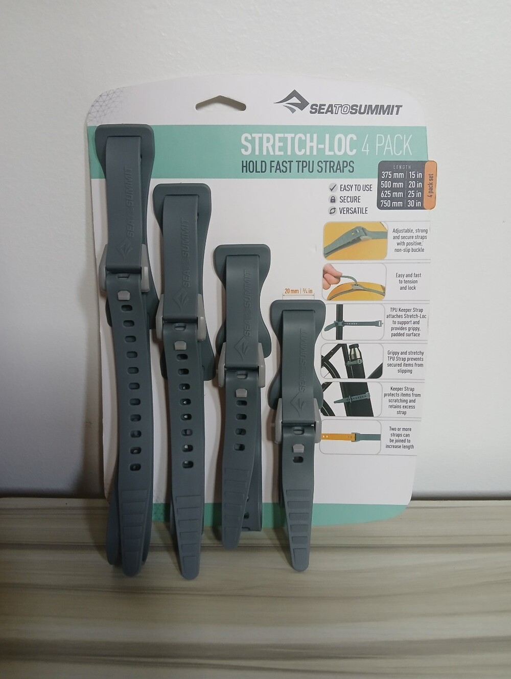 Sea To Summit Stretch-Loc Hold Fast TPU Straps 4 Pack Dusk